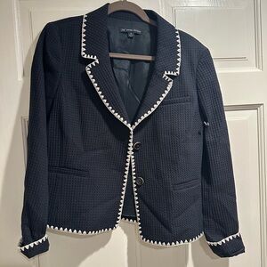 Brooks Brothers Textured Navy Blue Blazer with White Accents